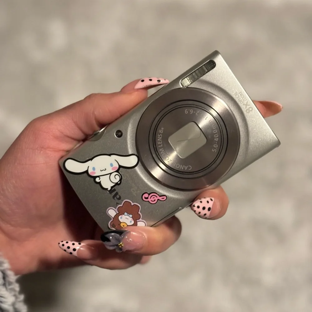 Canon Metallic Gray Camera with Fun Stickers